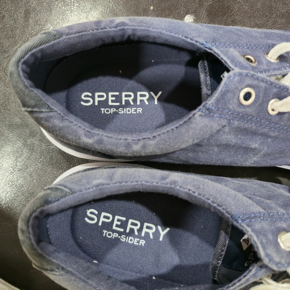 Sperry Navy Canvas Sneakers with White Accents - Picture 4 of 6